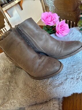 Volatile Taupe Brown Ankle Booties with Side Zip